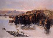 Charles M Russell The Buffalo Herd oil painting reproduction